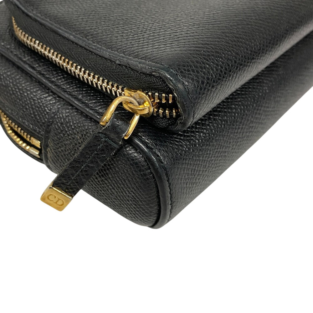 Christian Dior Shoulder Bag leather black Calo double pouch Women Rovelle Bags