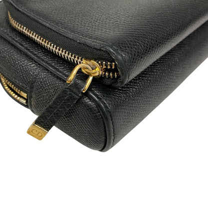 Christian Dior Shoulder Bag leather black Calo double pouch Women Rovelle Bags