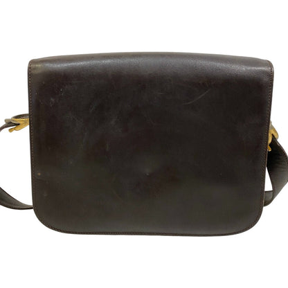 CELINE Shoulder Bag leather Brown Carriage Metal Women