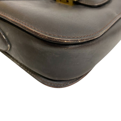 CELINE Shoulder Bag leather Brown Carriage Metal Women