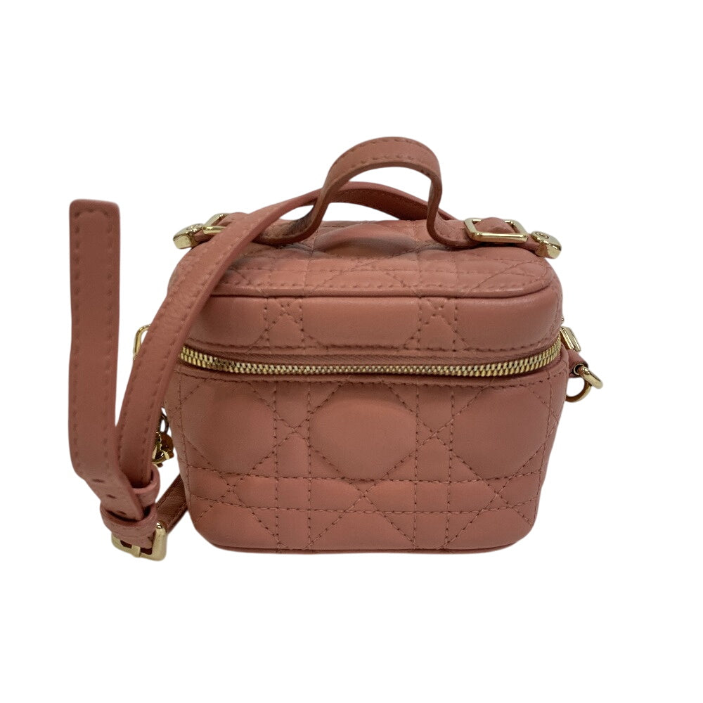 Christian Dior Shoulder Bag leather pink 2way pouch Cannage Shoulder Vanity Women Rovelle Bags