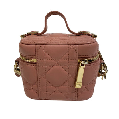 Christian Dior Shoulder Bag leather pink 2way pouch Cannage Shoulder Vanity Women Rovelle Bags