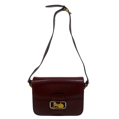 CELINE Shoulder Bag leather wine-red Shoulder Bag Carriage Metal Women