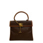 CELINE Handbag leather Brown Macadam Pattern Women