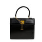 CELINE Handbag Leather, Calf Leather black vintage Chain lock Women