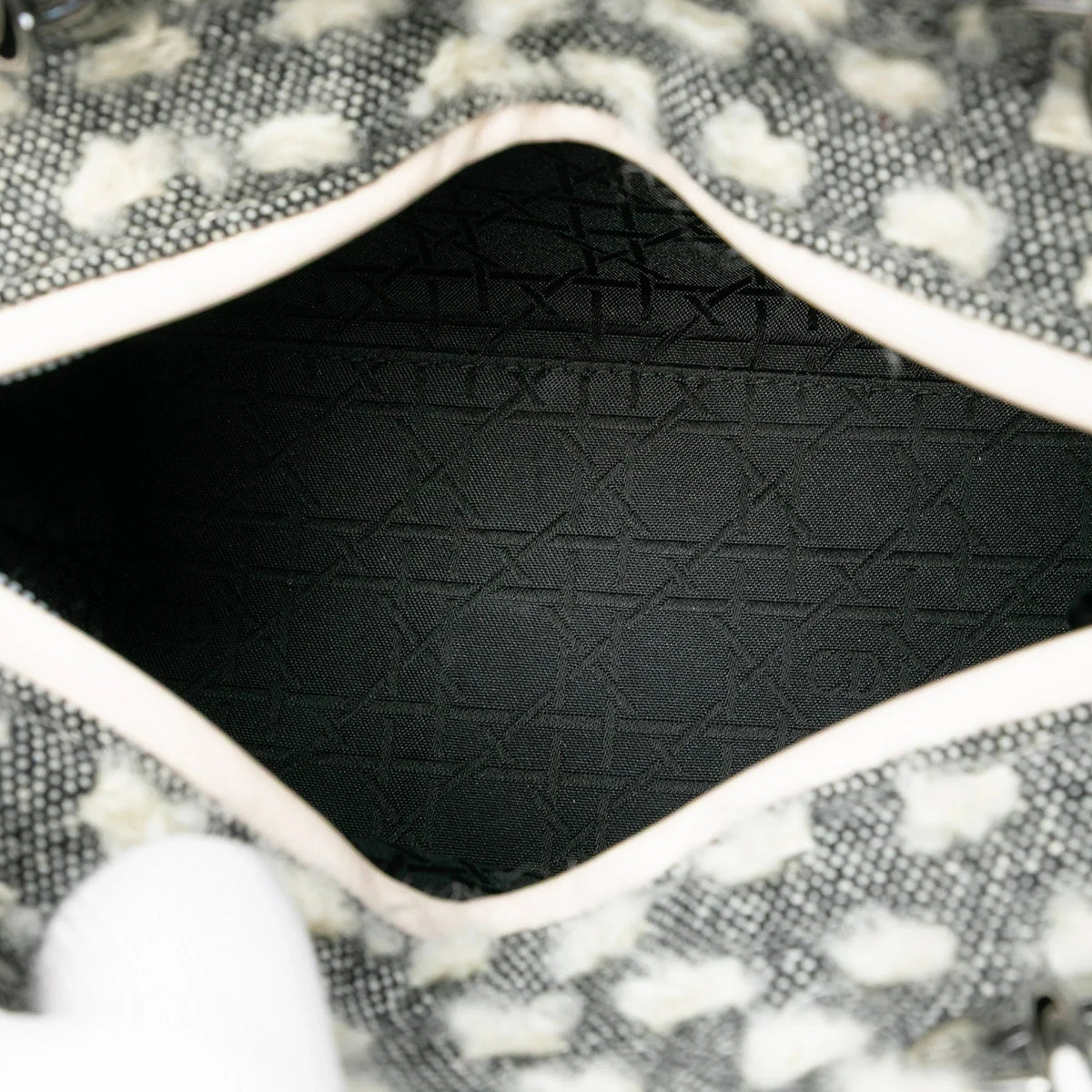 Gray Dior Medium Tweed Lady Dior Satchel Rovelle Bags