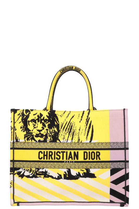 Christian Dior Medium Book Tote Yellow Purple Rovelle Bags