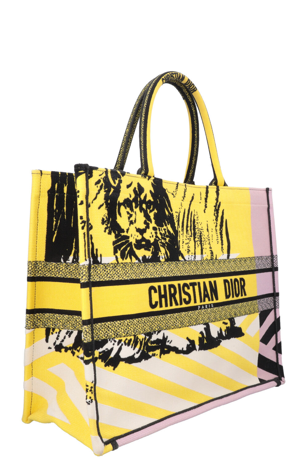 Christian Dior Medium Book Tote Yellow Purple Rovelle Bags