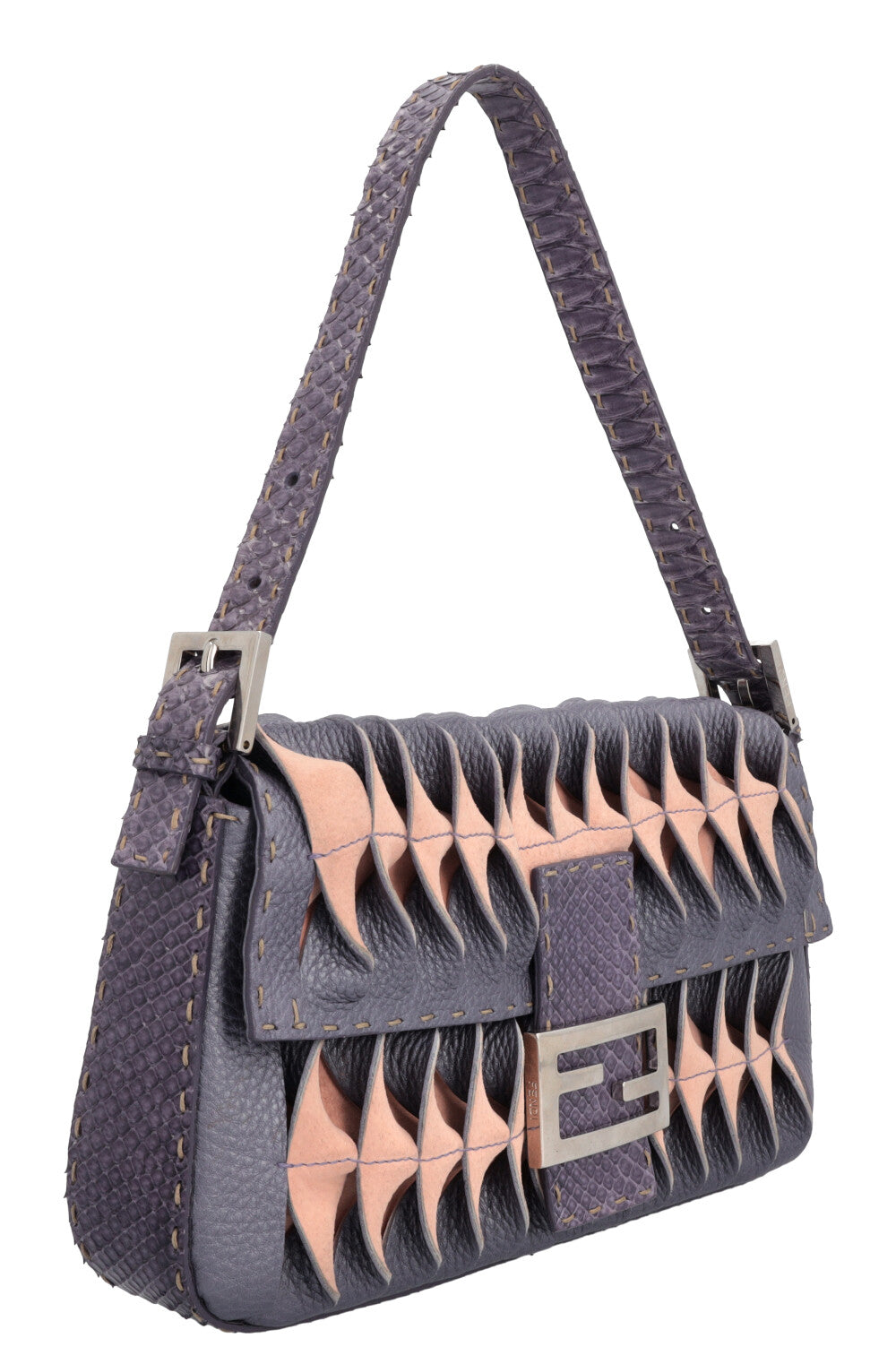 FENDI Selleria Baguette Bag Python Purple Pink Rovelle Bags