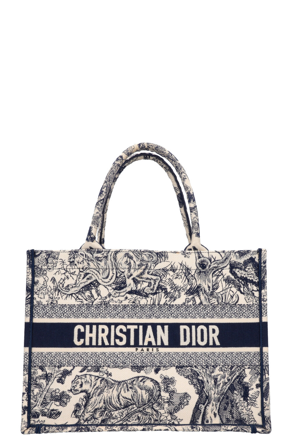 Christian Dior Medium Book Tote Toile De Jouy Blue Rovelle Bags