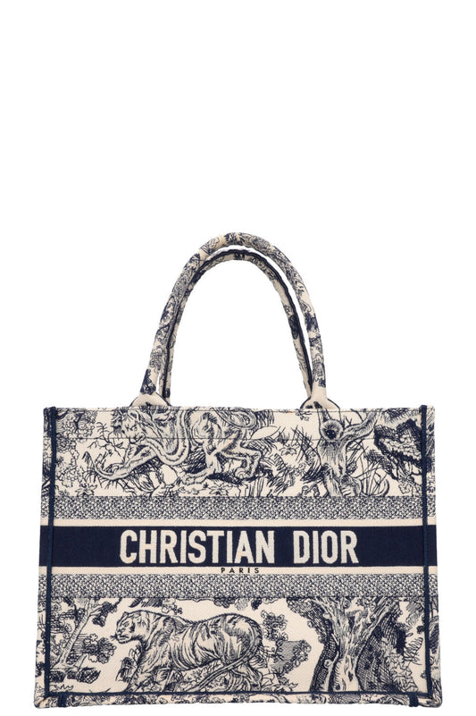 Christian Dior Medium Book Tote Toile De Jouy Blue Rovelle Bags