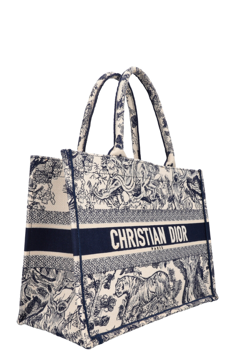 Christian Dior Medium Book Tote Toile De Jouy Blue Rovelle Bags