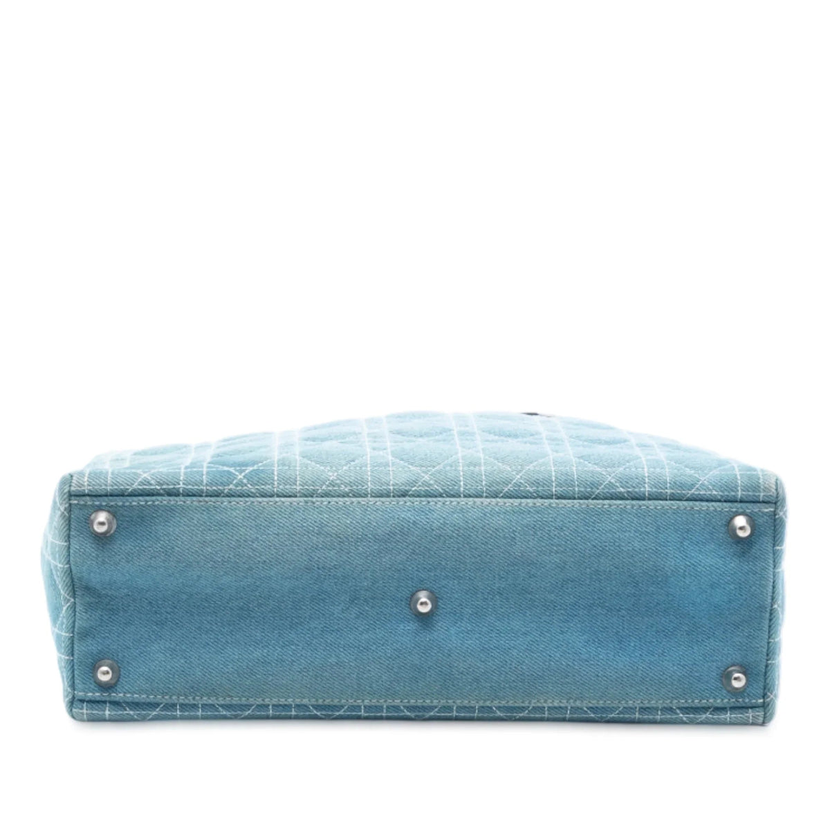 Blue Dior Large Denim Cannage Acrylic Handles Lady Dior Satchel Rovelle Bags