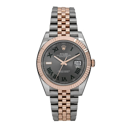 Stainless Steel 18K Everose Gold 41mm Oyster Perpetual Wimbledon Datejust Watch Slate 126331