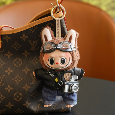 (Baby + clothes) Sitting party baby clothes plush vinyl face doll bag pendant girl gift