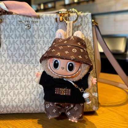 (Baby + clothes) Sitting party baby clothes plush vinyl face doll bag pendant girl gift