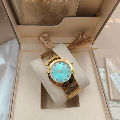 BVLGARI 33mm Diamond Numerals Gold Case