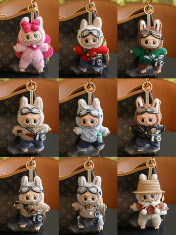 (Baby + clothes) Sitting party baby clothes plush vinyl face doll bag pendant girl gift
