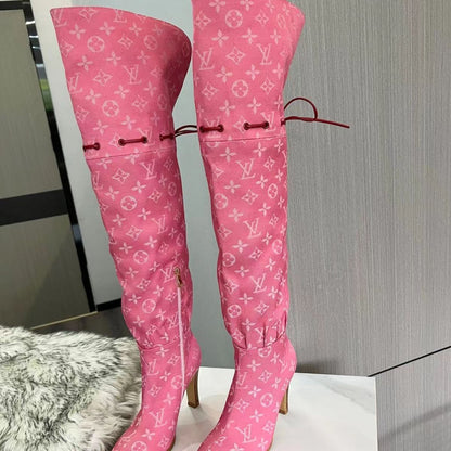 New Fashion Retro letter  High Heel  Long boots