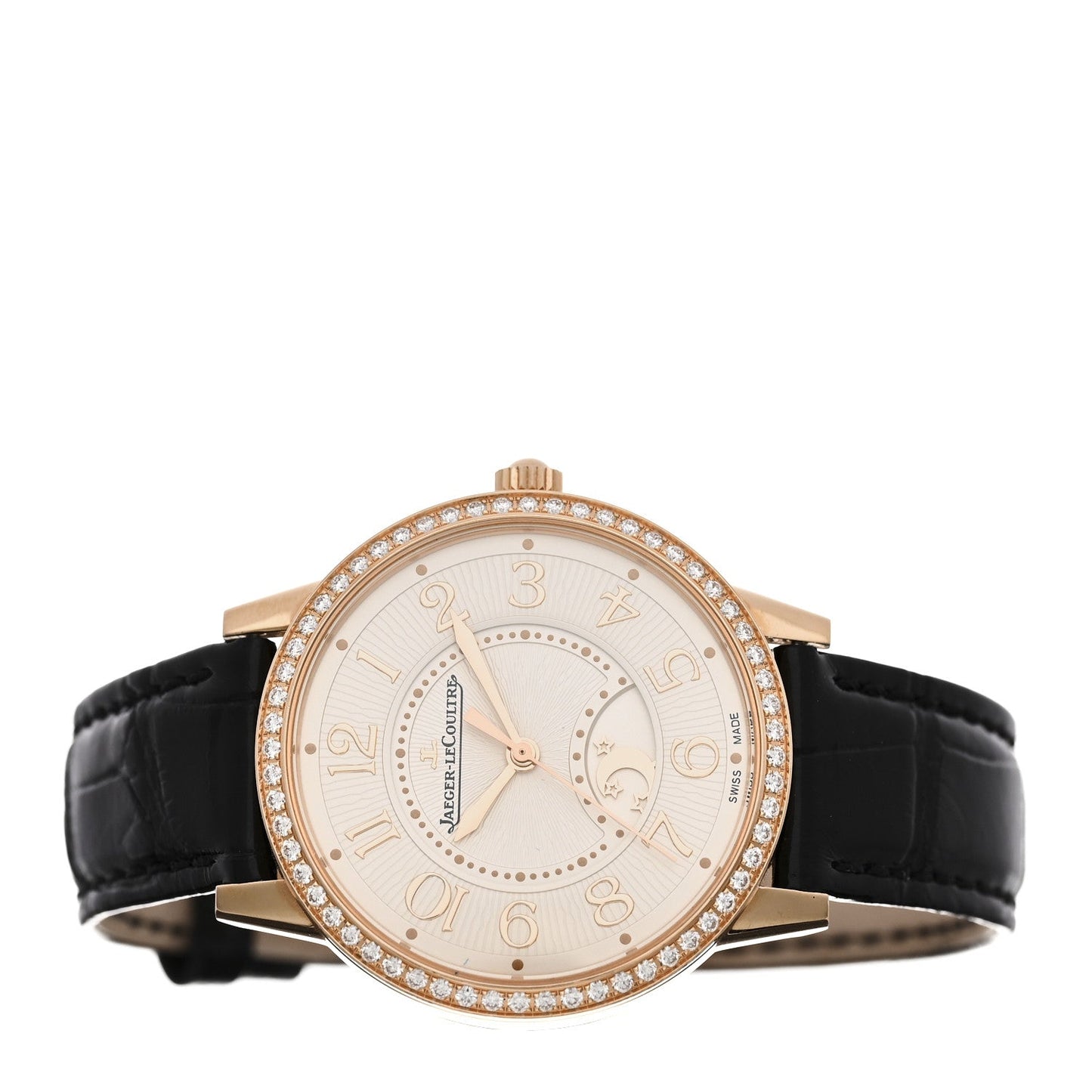 18K Rose Gold Alligator Diamond Bezel 34mm Rendez-Vous Automatic Watch Silver Q3442440