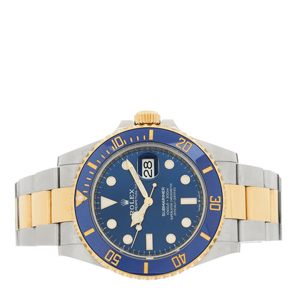 Stainless Steel 18K Yellow Gold 41mm Submariner Date Watch Royal Blue 126613LB