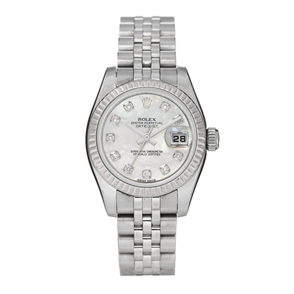 Stainless Steel 18K White Gold Diamond Mother of Pearl 26mm Oyster Perpetual Datejust Watch 179174