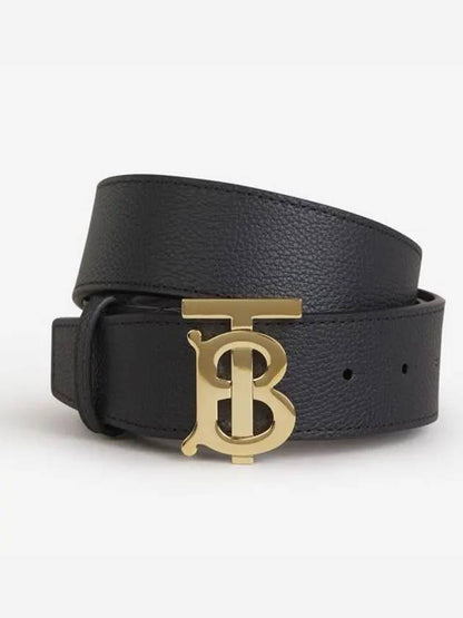 Luxury Burberry TB Logo Leather Belt Black