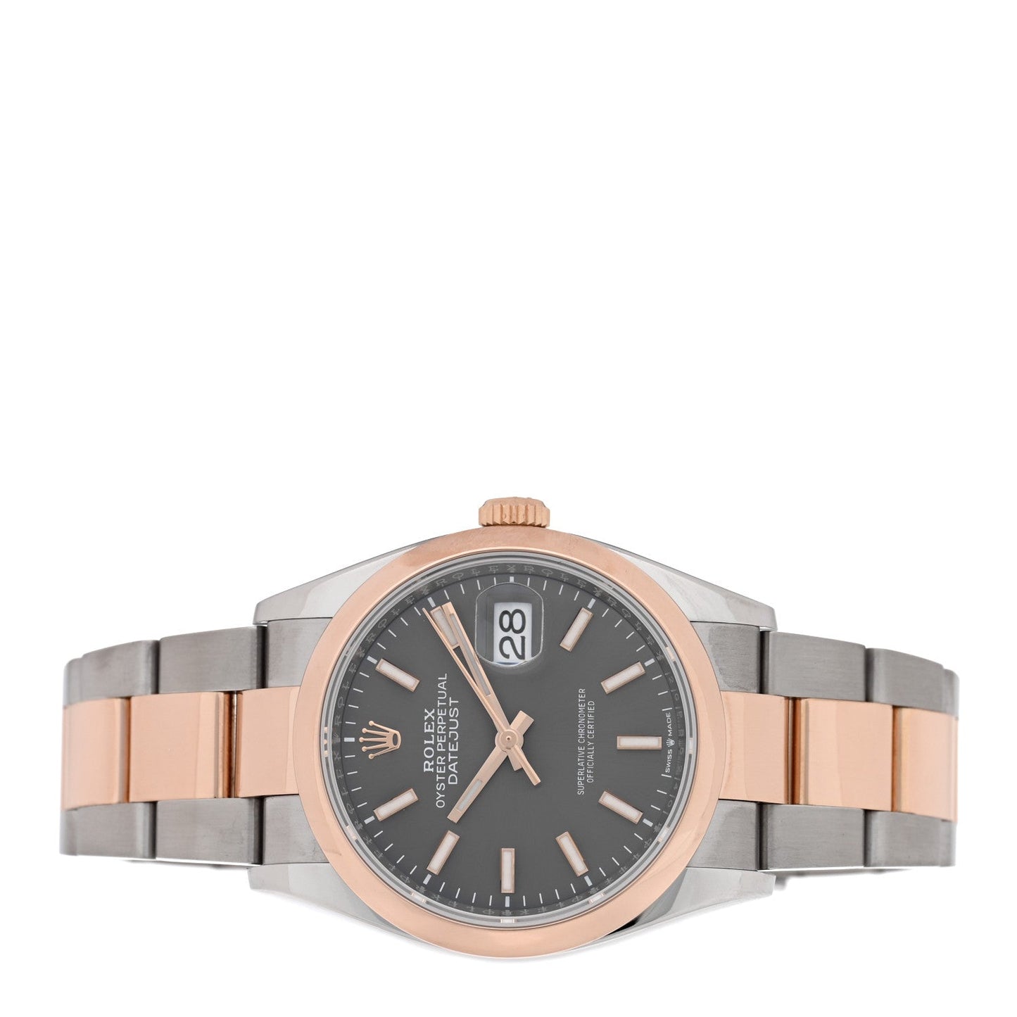 Stainless Steel 18K Everose Gold 36mm Oyster Perpetual Datejust Watch Slate 126201