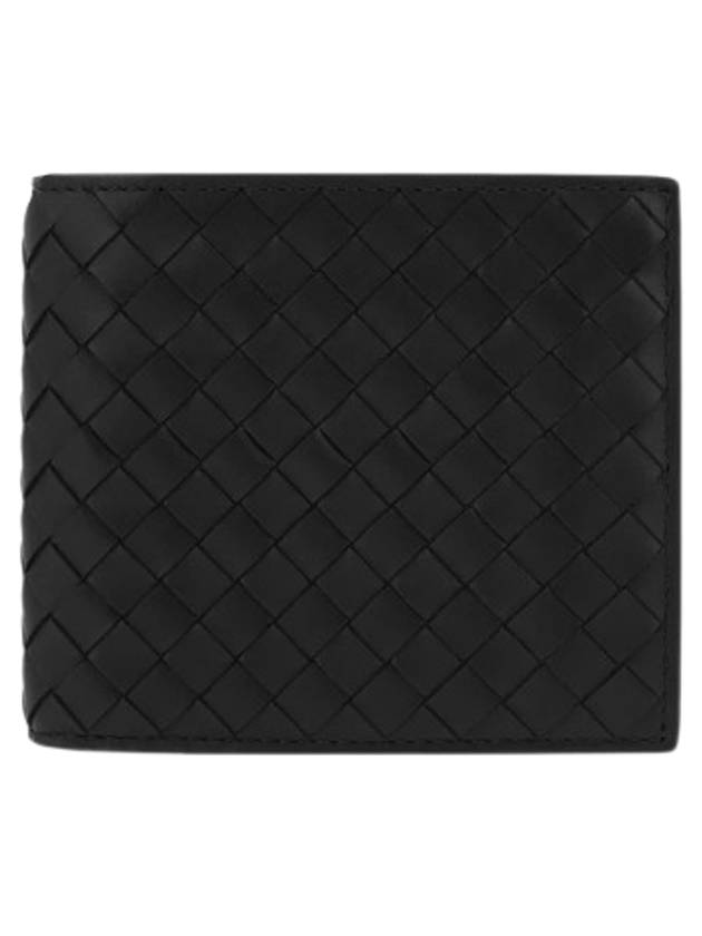 Luxury Bottega Veneta Intrecciato Weaving Half Wallet Black