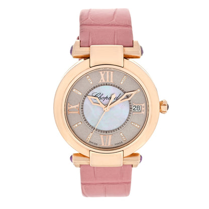 18K Rose Gold Alligator Mother of Pearl 36mm Imperiale Automatic Watch Pink