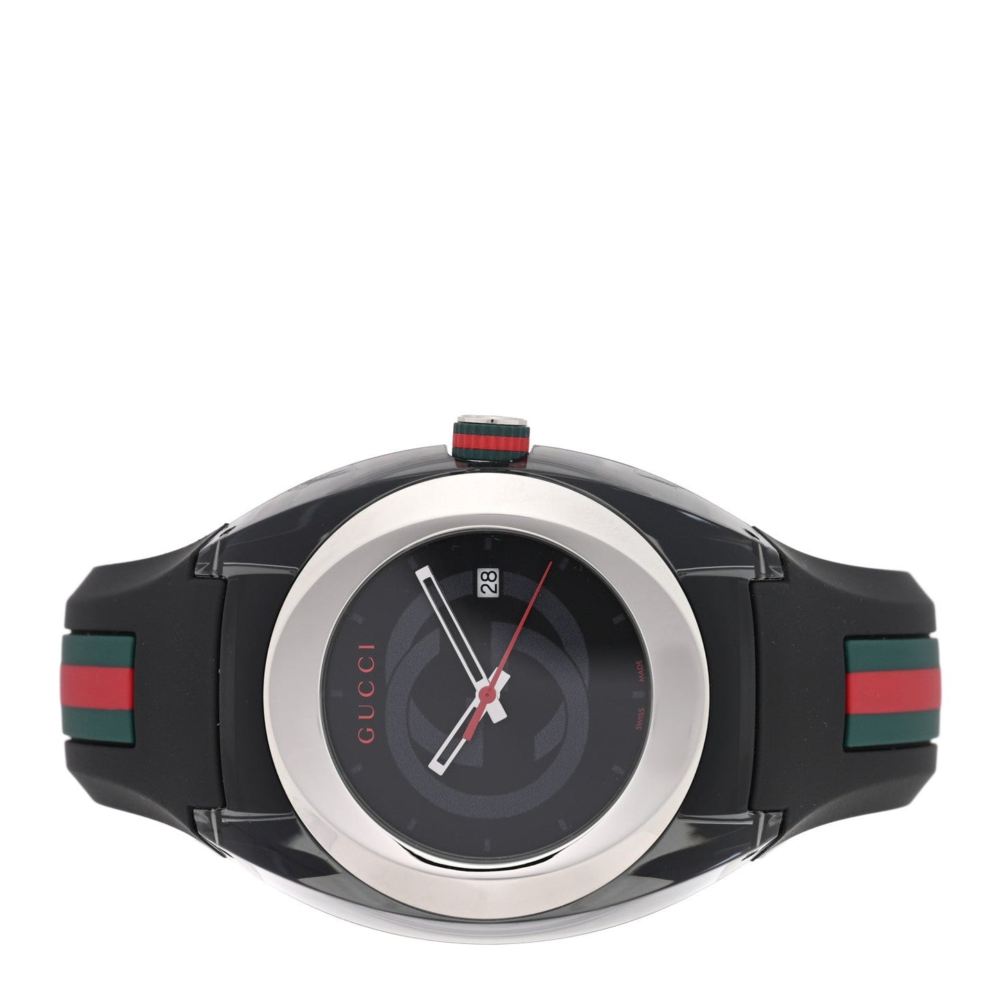 Stainless Steel Rubber 46mm Sync Web Quartz Watch Black