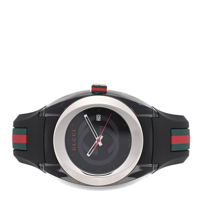 Stainless Steel Rubber 46mm Sync Web Quartz Watch Black
