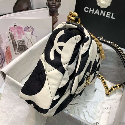 Chanel 19 Large Flap black ecru Leather bag