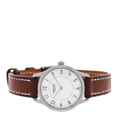 Stainless Steel Barenia 25mm Slim d'Hermes Quartz Watch Fauve