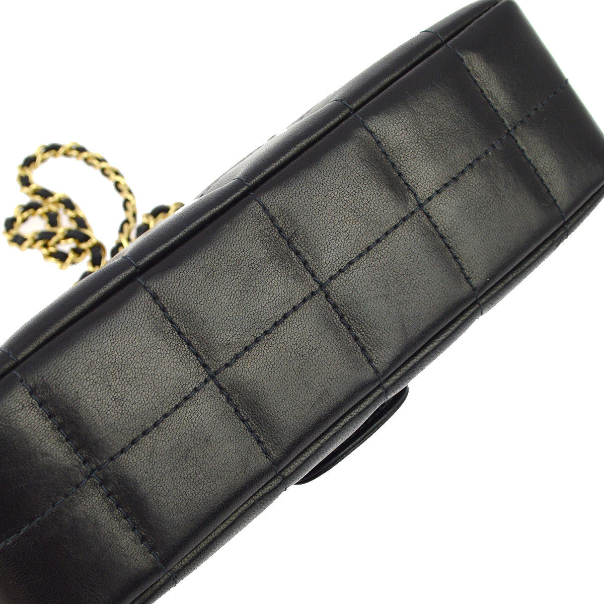 Chanel Black Lambskin Camellia Choco Bar Shoulder Bag Rovelle Bags