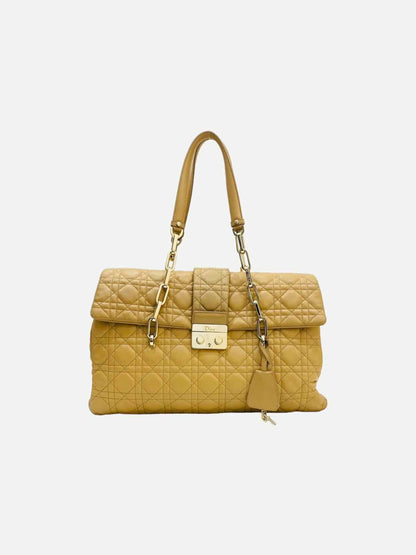 Dior Lock Flap Beige Cannage Satchel Rovelle Bags