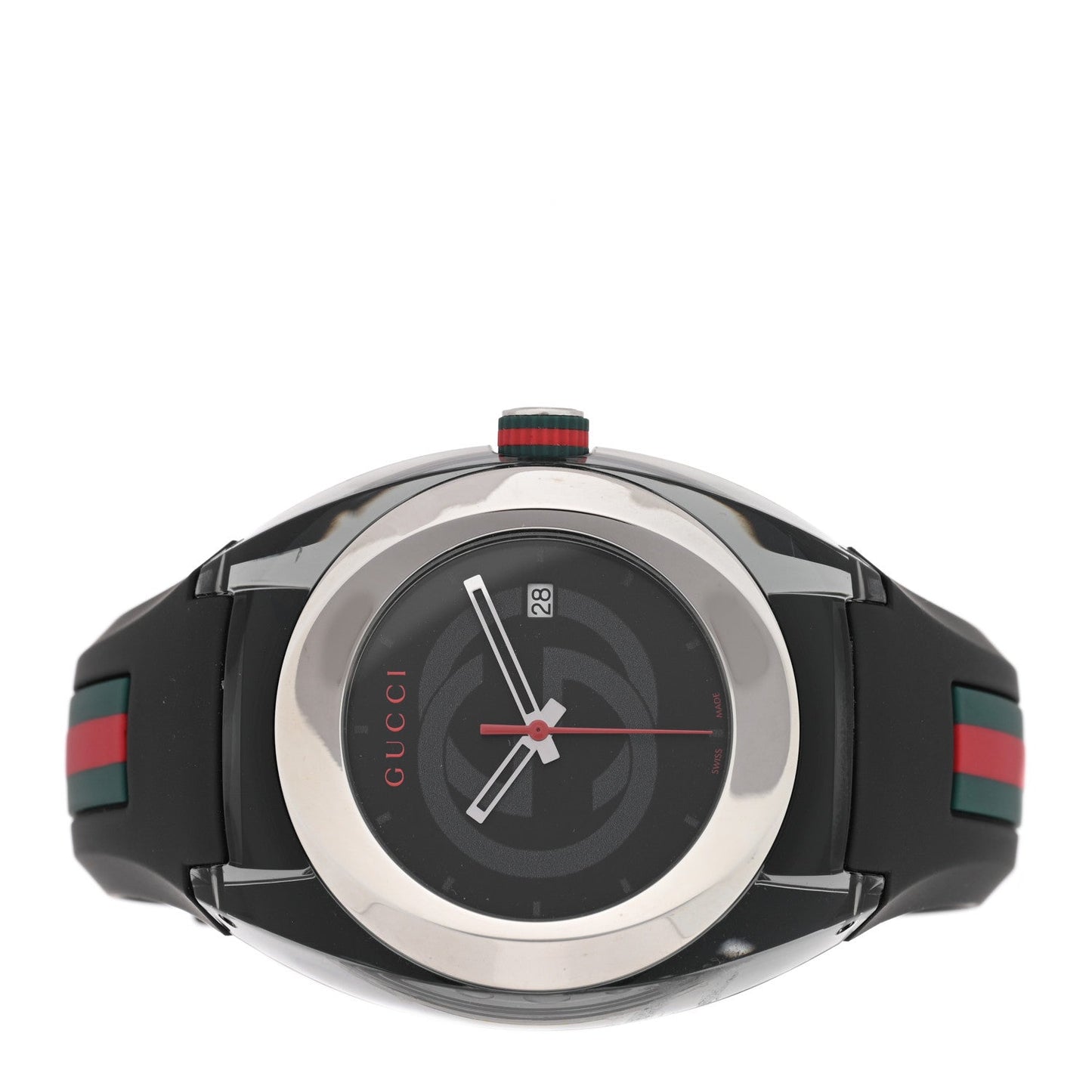 Stainless Steel Rubber 46mm Sync Web Quartz Watch Black