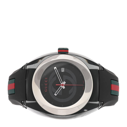Stainless Steel Rubber 46mm Sync Web Quartz Watch Black