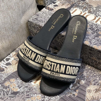 Dior Black Fabric Dway slides