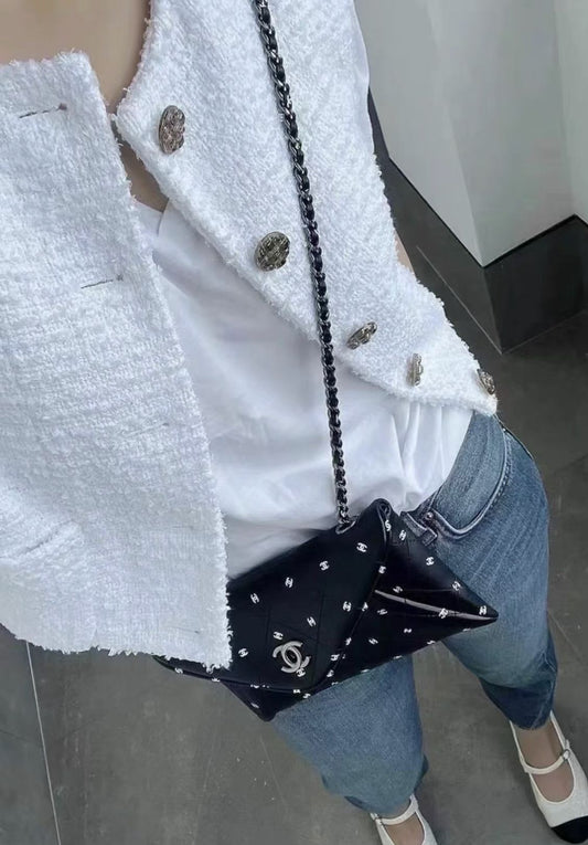 Chanel22 Black Logo Envelope Bag Rovelle Bags