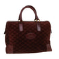 Luxury CELINE Macadam Canvas Boston Bag PVC Leather Red ac1583