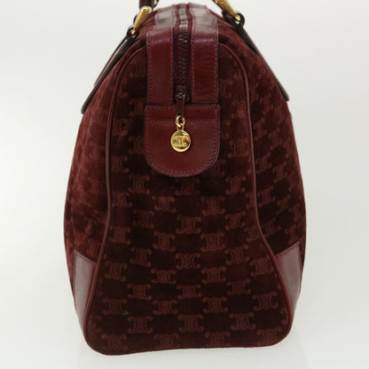 Luxury CELINE Macadam Canvas Boston Bag PVC Leather Red ac1583