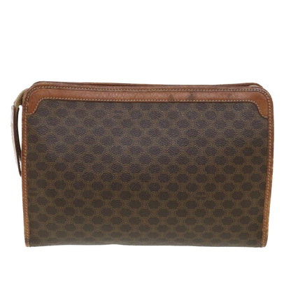Luxury CELINE Macadam Canvas Clutch Bag PVC Leather Brown ac1846