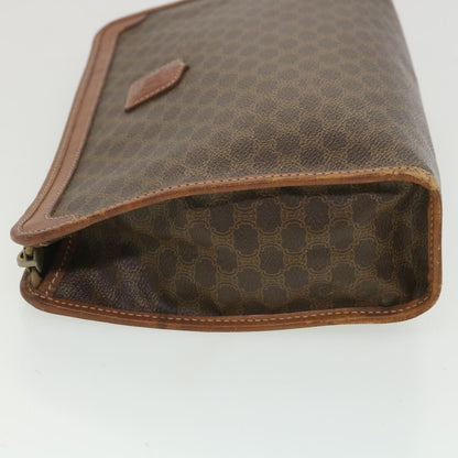 Luxury CELINE Macadam Canvas Clutch Bag PVC Leather Brown ac1846