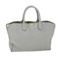 Luxury Burberry Tote Bag Leather Gray White Auth ac2169