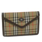 Luxury BurberrySs Nova Check Clutch Bag Nylon Canvas Beige Auth ac2675
