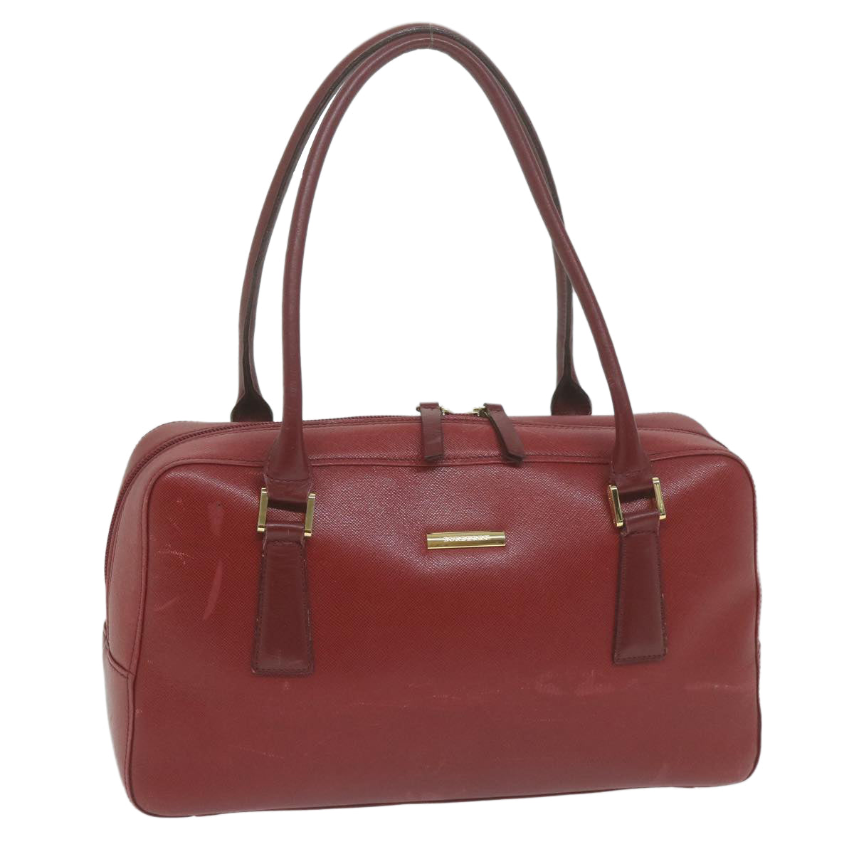 Burberry Auth Leather Red Shoulder Bag