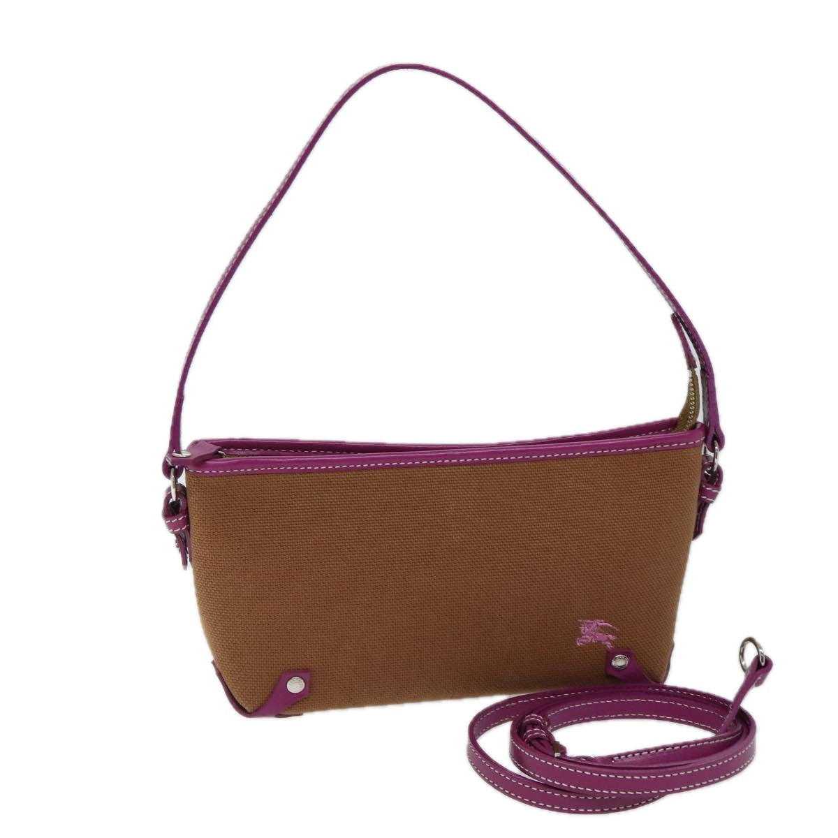 Burberry Label Auth Canvas Brown Shoulder Bag