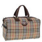 Luxury BurberrySs Nova Check Boston Bag Canvas Beige Auth ac3072