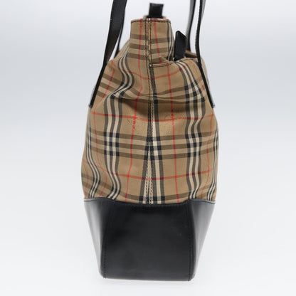 Luxury Burberry Nova Check Tote Bag Canvas Beige Black Auth ac3130